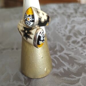 Artistic Black and Yellow Sterling Silver Women's Ring